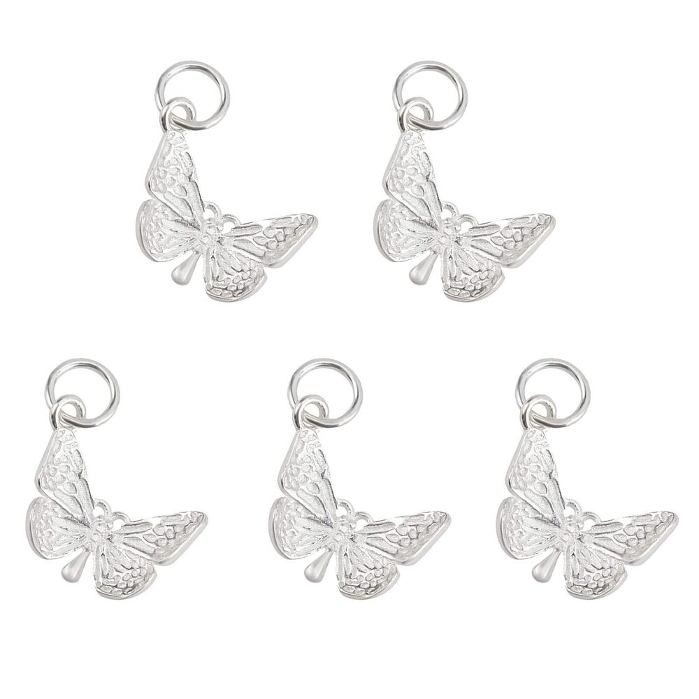 9483 5pcs 925 Sterling Silver Butterfly Charms Zircon Butterfly Necklaces